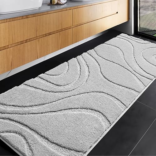 Miniatura 14 de DEXDE Alfombras de Baño, Alfombra de Microfibra Suave y Afelpada, Alfombras de Baño Antideslizantes para Piso de Baño, Lavables a Máquina, Alfombra