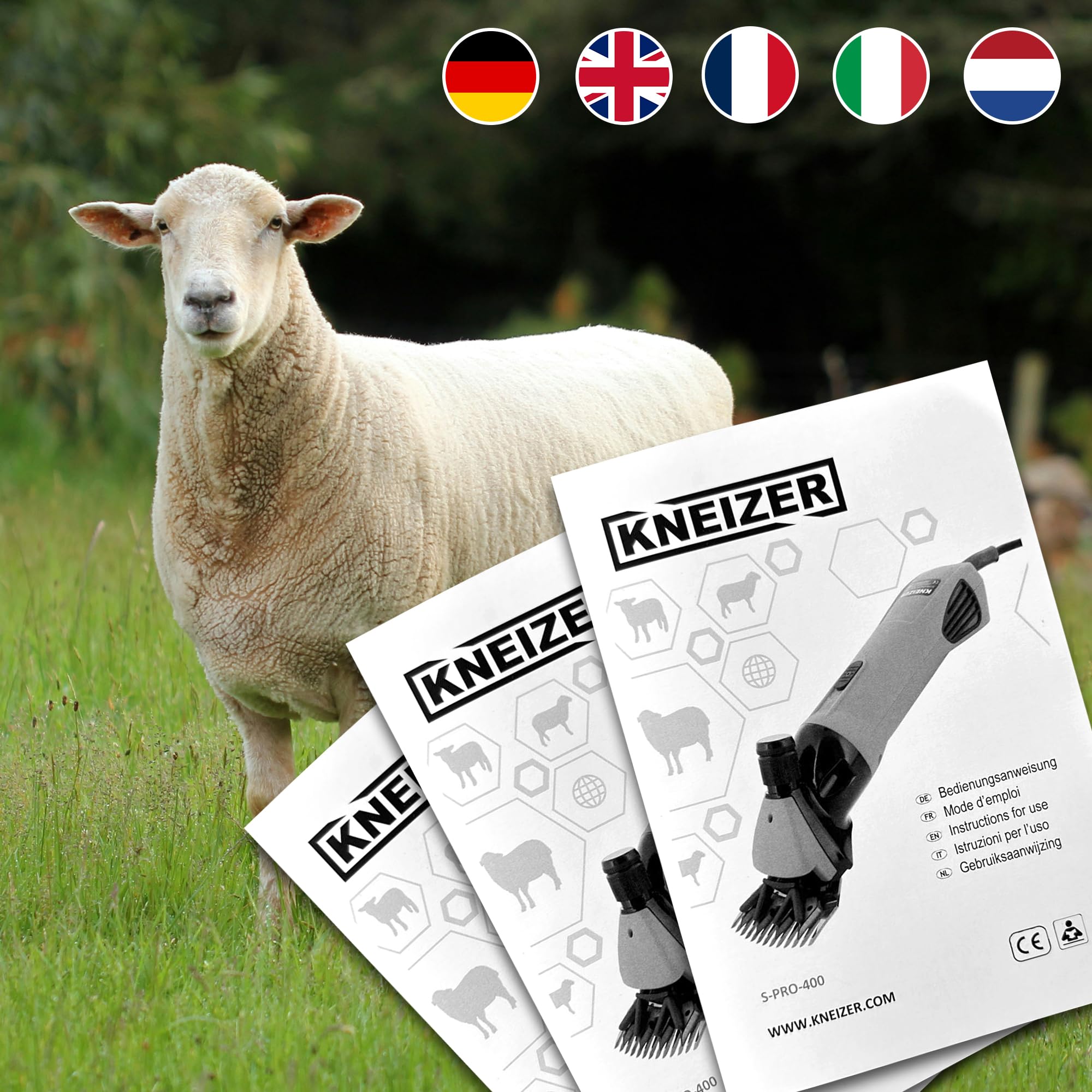 KNEIZER Tondeuse Électrique pour Moutons Kit Complet Lames Remplaçables Moteur Puissant