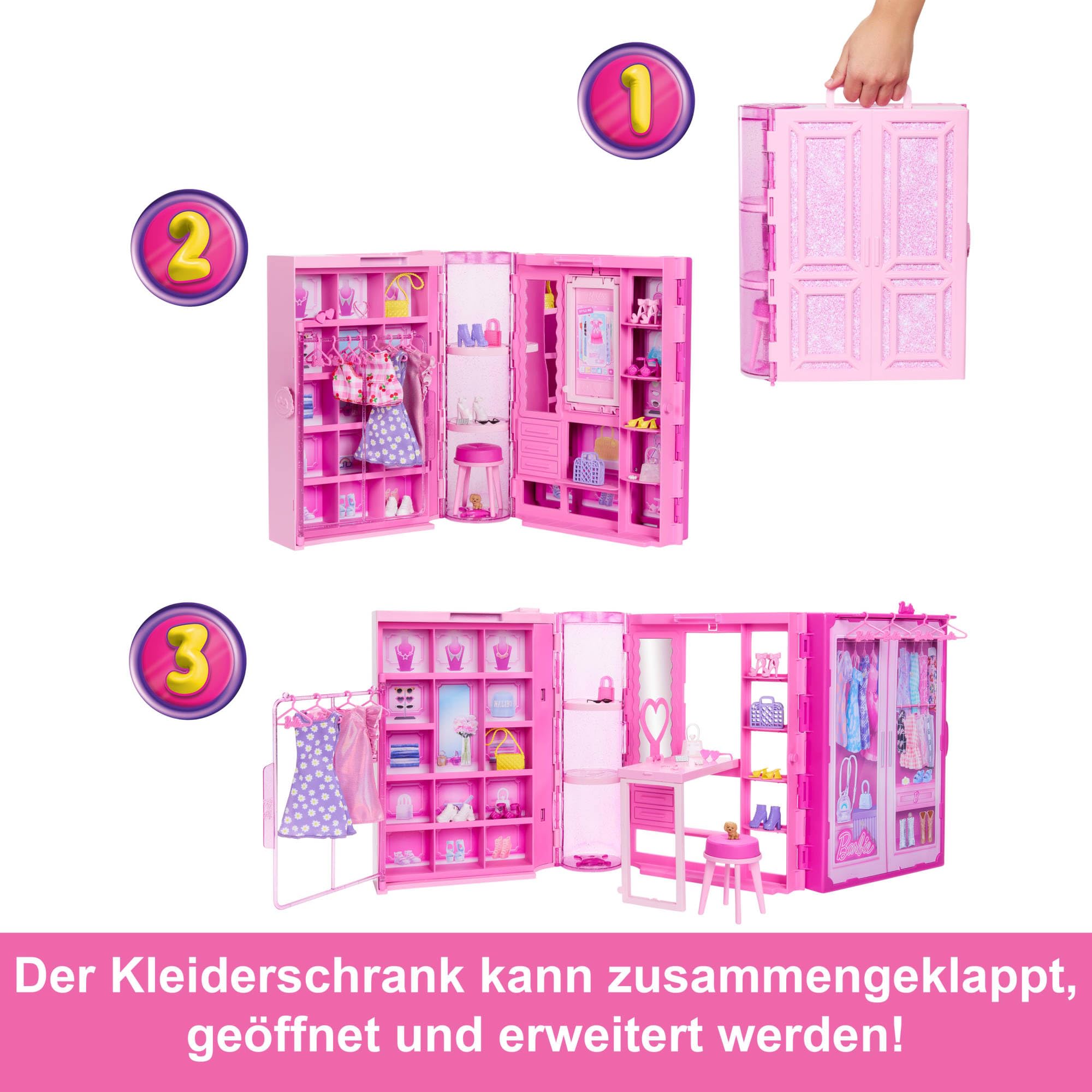 spielzeug ab 3 jahren mädchen Barbie Traumkleiderschrank Mit Zubehör Barbie Traum Kleiderschrank