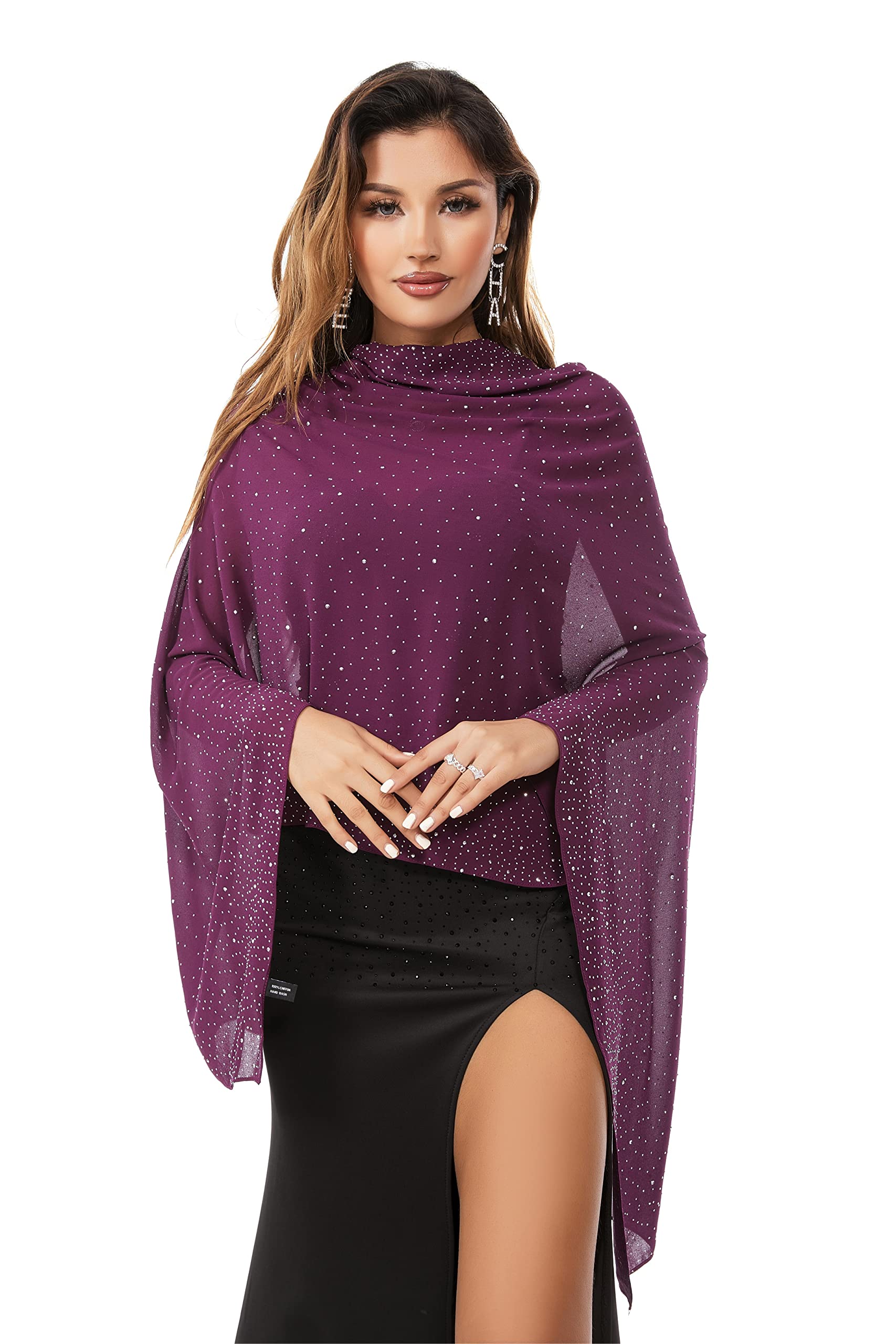 Écharpe de mariée en mousseline de soie transparente pour femme élégante douce et soyeuse