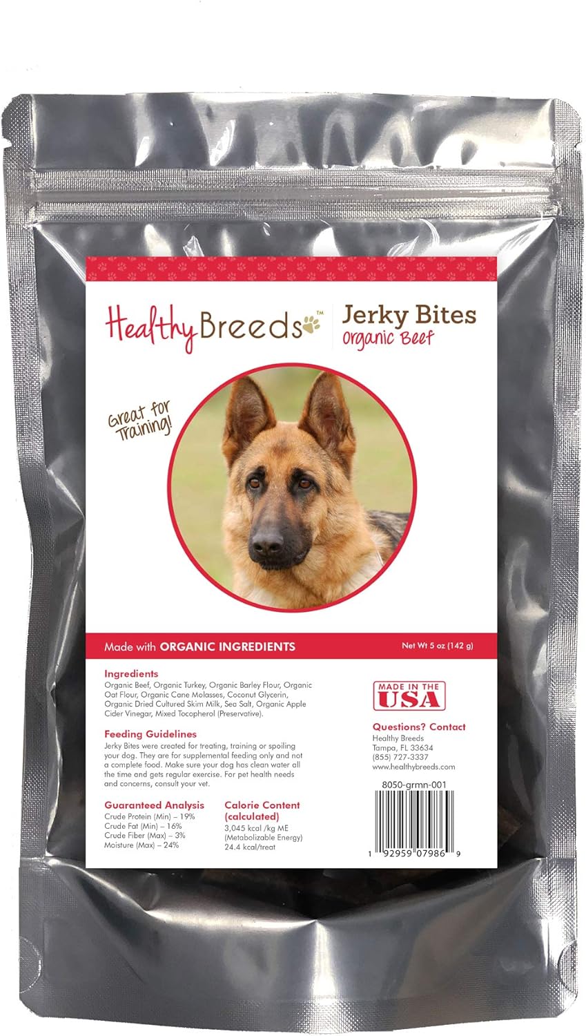 Healthy Breeds German Shepherd Jerky Bites Beef Recipe Dog Treats 5 oz