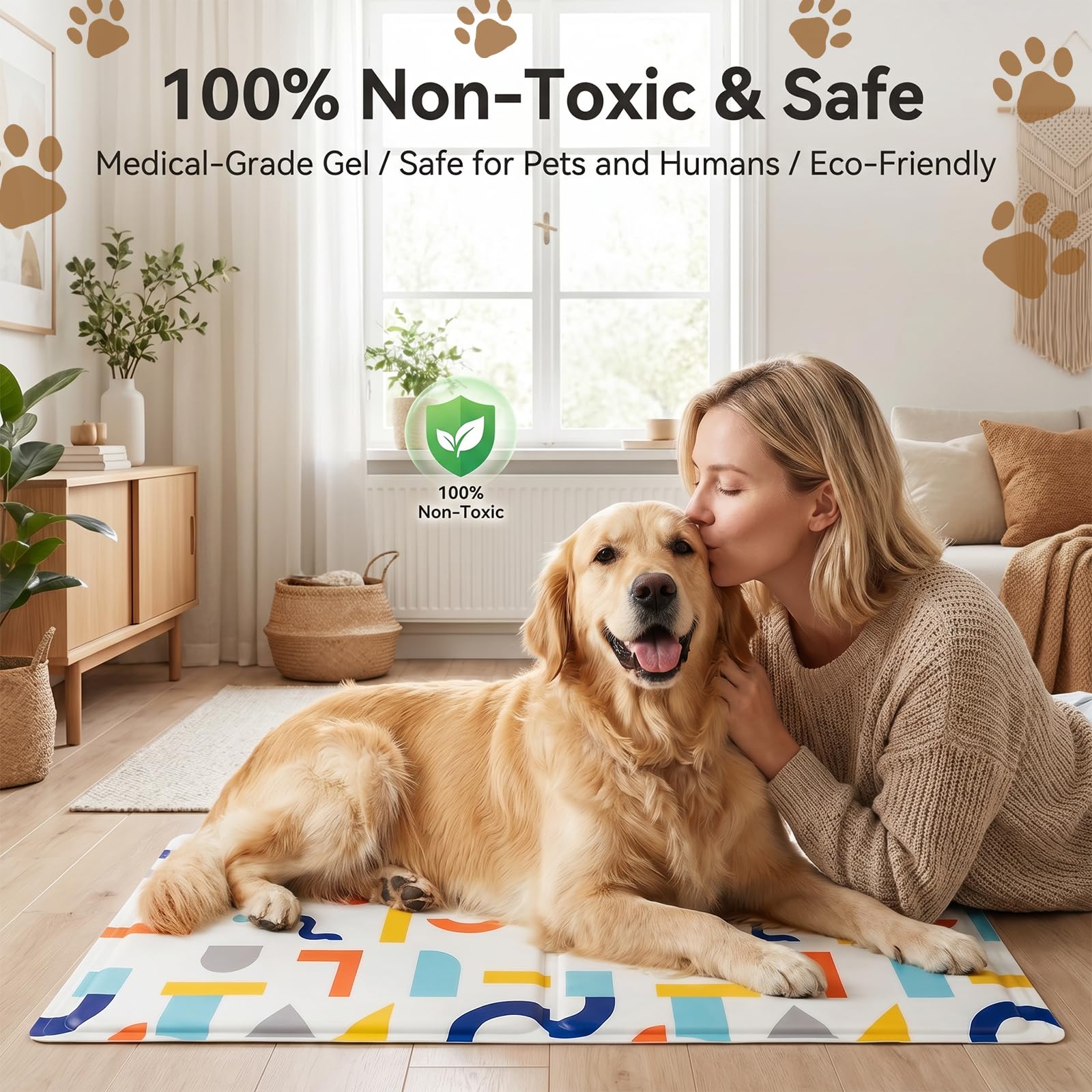 Tapis Rafraichissant Chien,Tapis rafraichissant pour chat,tapis de glace auto-refroidissant,Non Toxique-Reste Froid Plus Longtemps,tapis de refroidissement pour Chiens et Chats,40x50 cm,M,Blanc