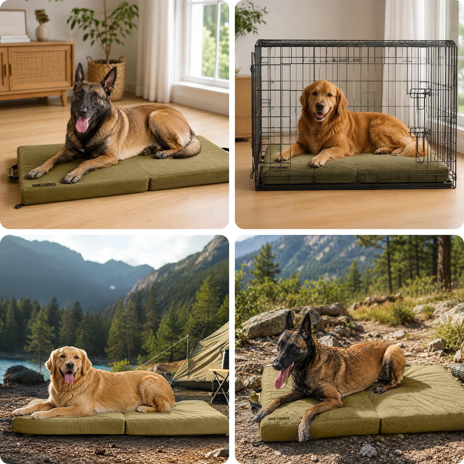 OneTigris Faltbare Hundematte 110 x 68 x 9cm Memory-Schaum Hundebett