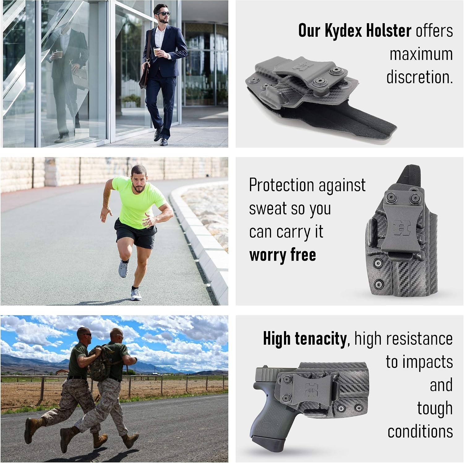 Houston Gun Holsters IWB Kydex Holster Carbon Fiber Fits Glock 43