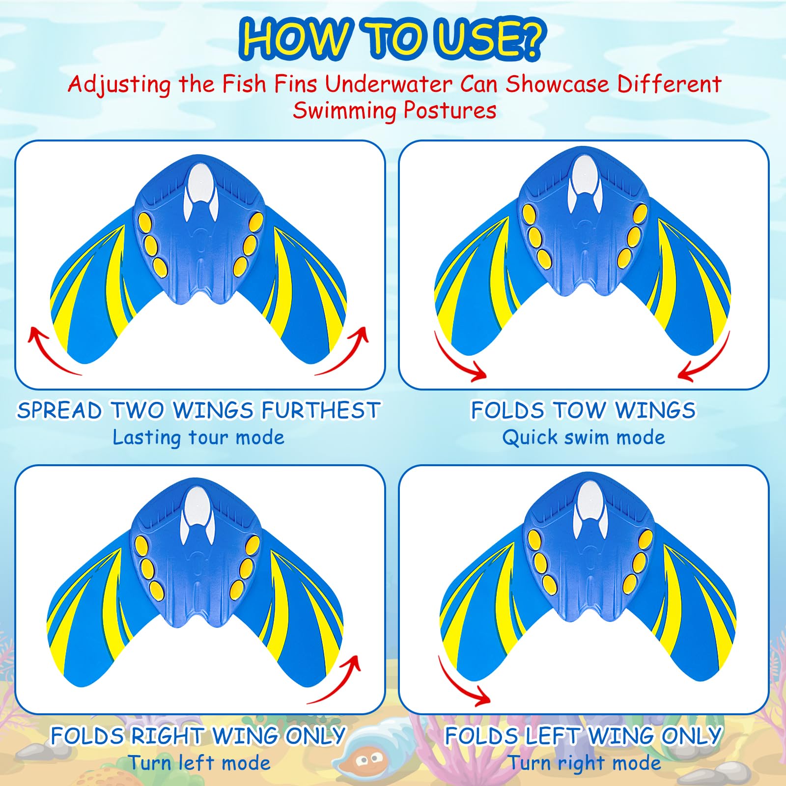 2 Pcs Giocattoli Pesce Diavolo Per Piscina – Aliante Subacqueo Idrodinamico, Pinne Regolabili, Per Bambini, Divertimento In Acqua