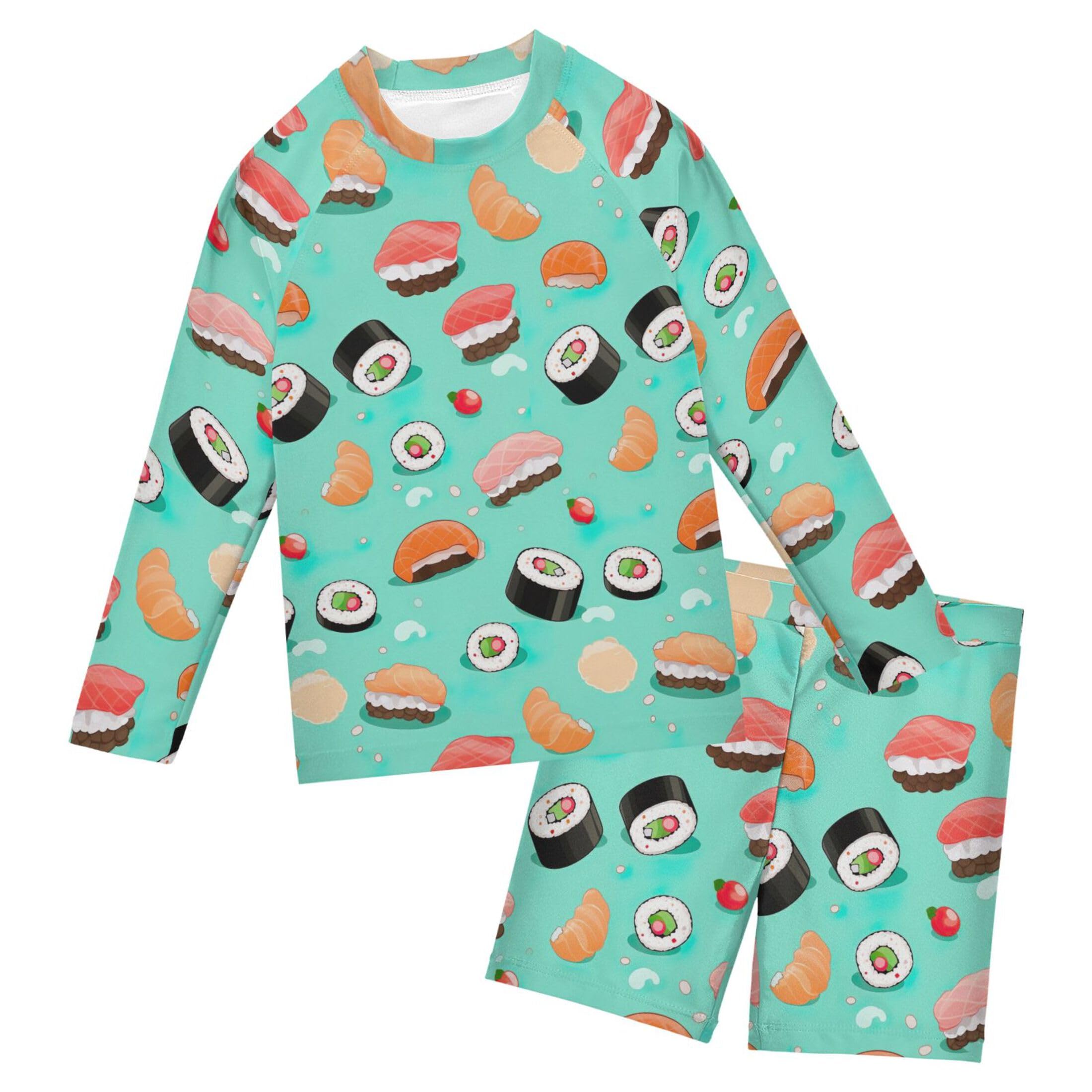 Sushi Food Toddler and Baby Boys' 2-Piece Swimsuit Trunk, Long Sleeve Rashguard Bathing Suit B0403765