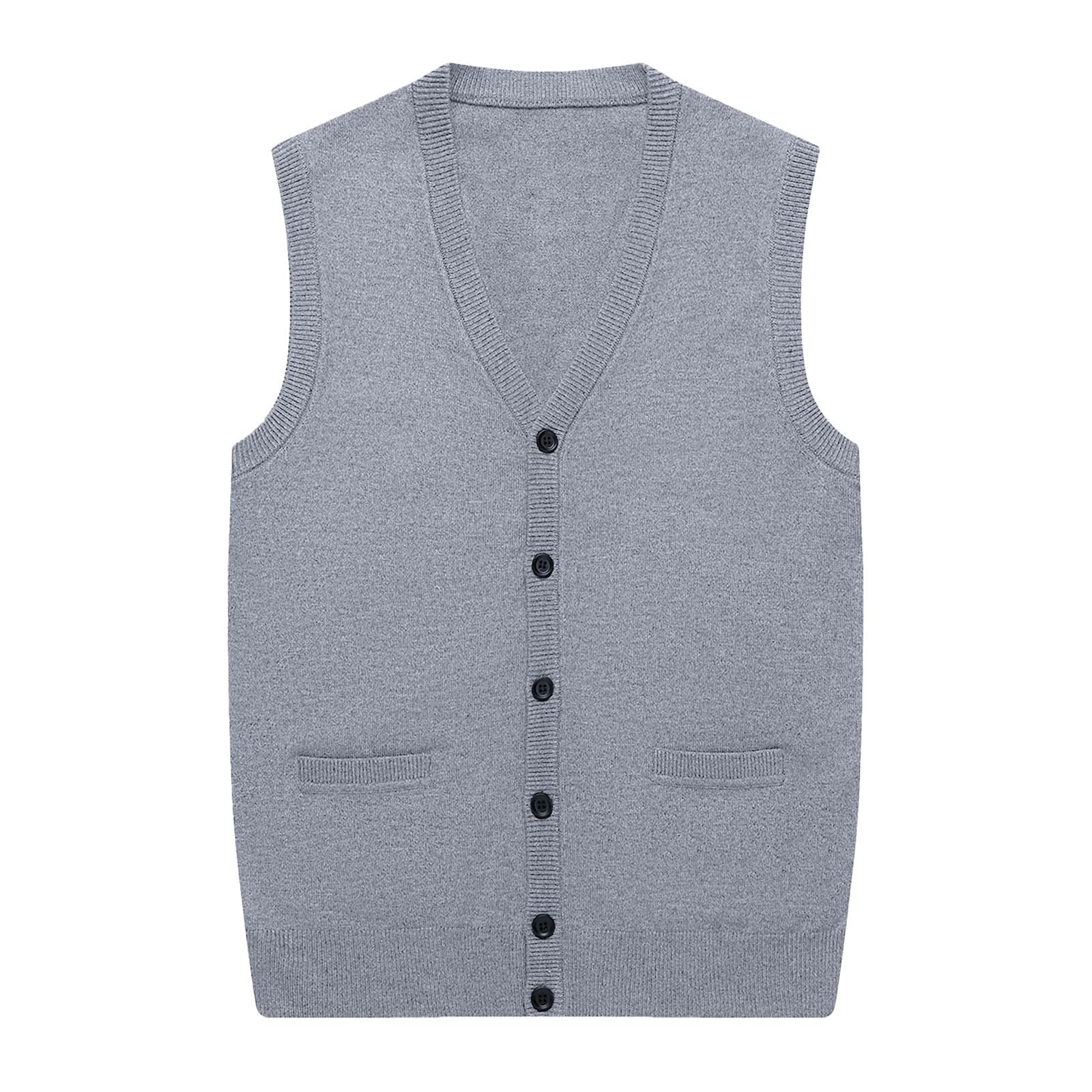 Generisch Gilet estivo da uomo, in pelle, nero, in pile