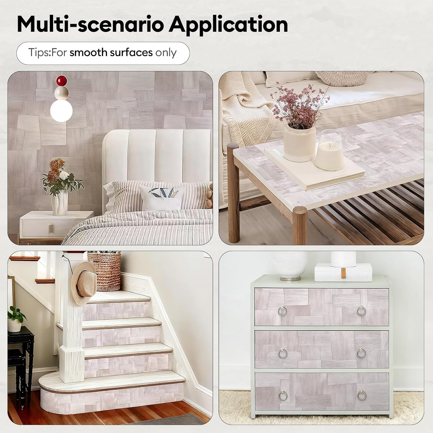 17"x196" Peel and Stick Wallpaper for Renter Friendly, Removable Wallpaper Peel and Stick, Self-Adhesive Textured Contact Paper for Walls, Cabinets, Countertops(Plant Blocks)