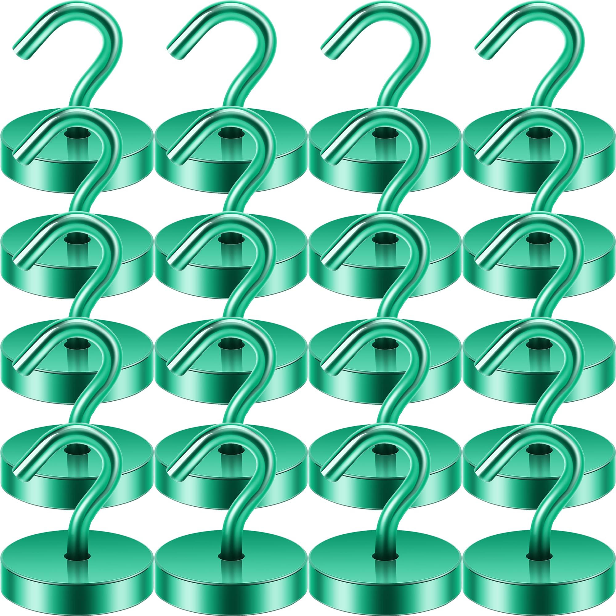 Heavy Duty Magnetic Hooks With Metal Plates – 16 Pack – 35lb Capacity – For Cruise Cabins, Refrigerators, Office Cubicles & Travel – Silver Finish