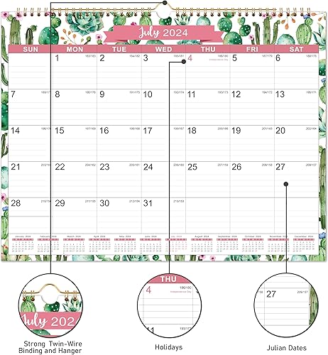 Miniatura 4 de Calendario de pared 2024  Calendario de pared grande 2024 de enero de 2024 a diciembre de 2024 con fechas julianas, 15 x 11.5 pulgadas,