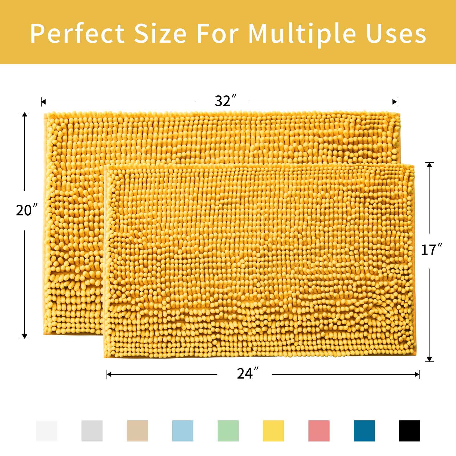 CozeCube Chenille Bath mats for Bathroom Non Slip, Soft Shaggy Bath ...