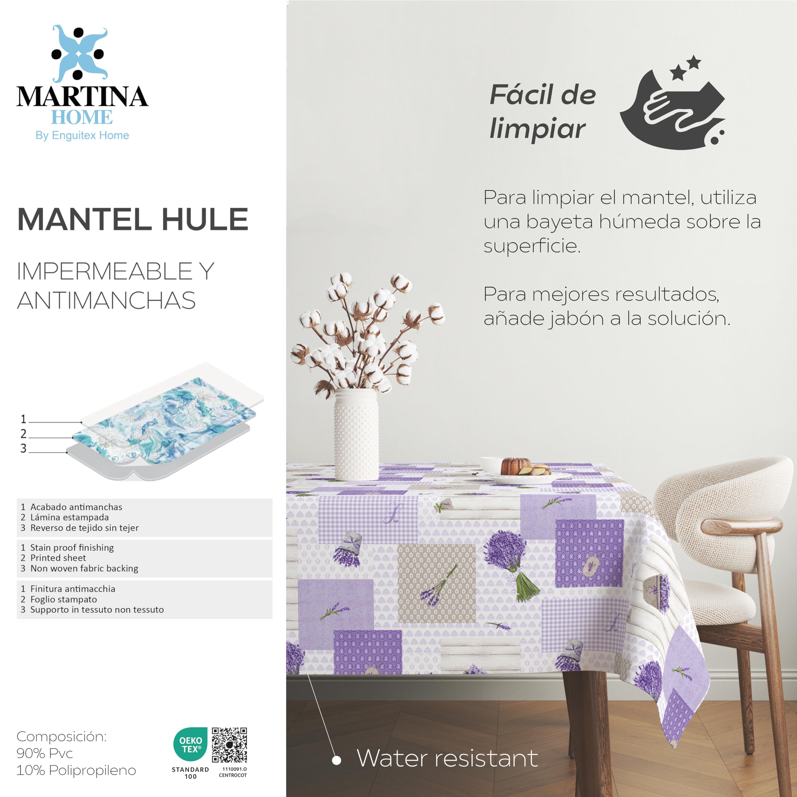 Martina Home Tovaglia In Tela Cerata Stampata Sea – 100x140 Cm, Rossa, Antimacchia E Impermeabile