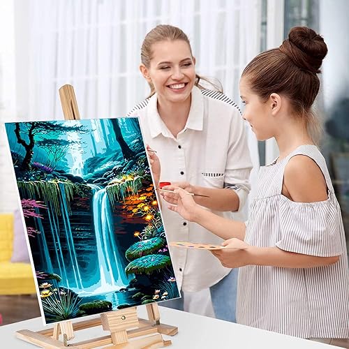 Miniatura 7 de MjhRcll Pintura por número, pintura por números para adultos y principiantes, kits de pintura acrílica en cascada sobre lienzo por números, pintura