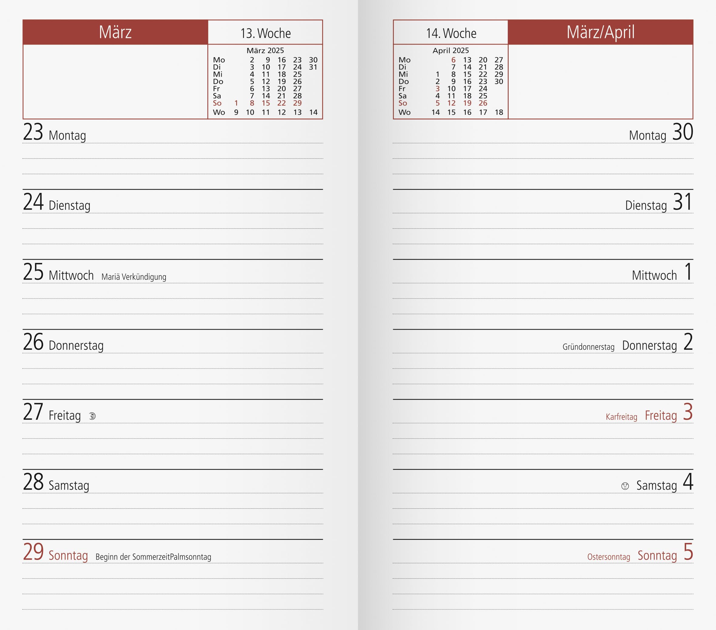 rido/idé Weekly Replacement Calendar Model TM 15 (2025), 1 Page = 1 Week, A6, 112 Pages, White