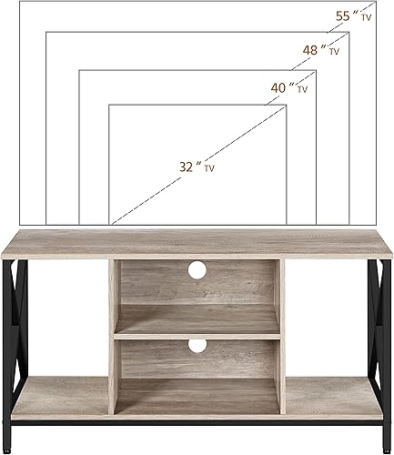 Miniatura 5 de Topeakmart Soporte de TV para televisores de hasta 55 pulgadas, mesa consola central de entretenimiento multimedia con estantes de almacenamiento