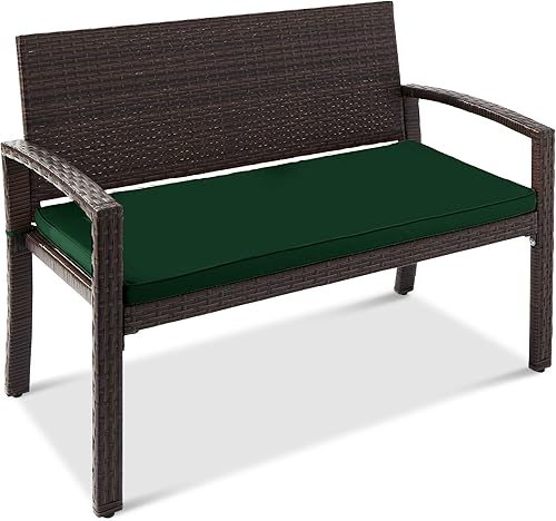 Miniatura 8 de Best Choice Products Banco al aire libre para 2 personas de mimbre para jardín, bancos de patio, muebles de asiento para patio trasero, porche