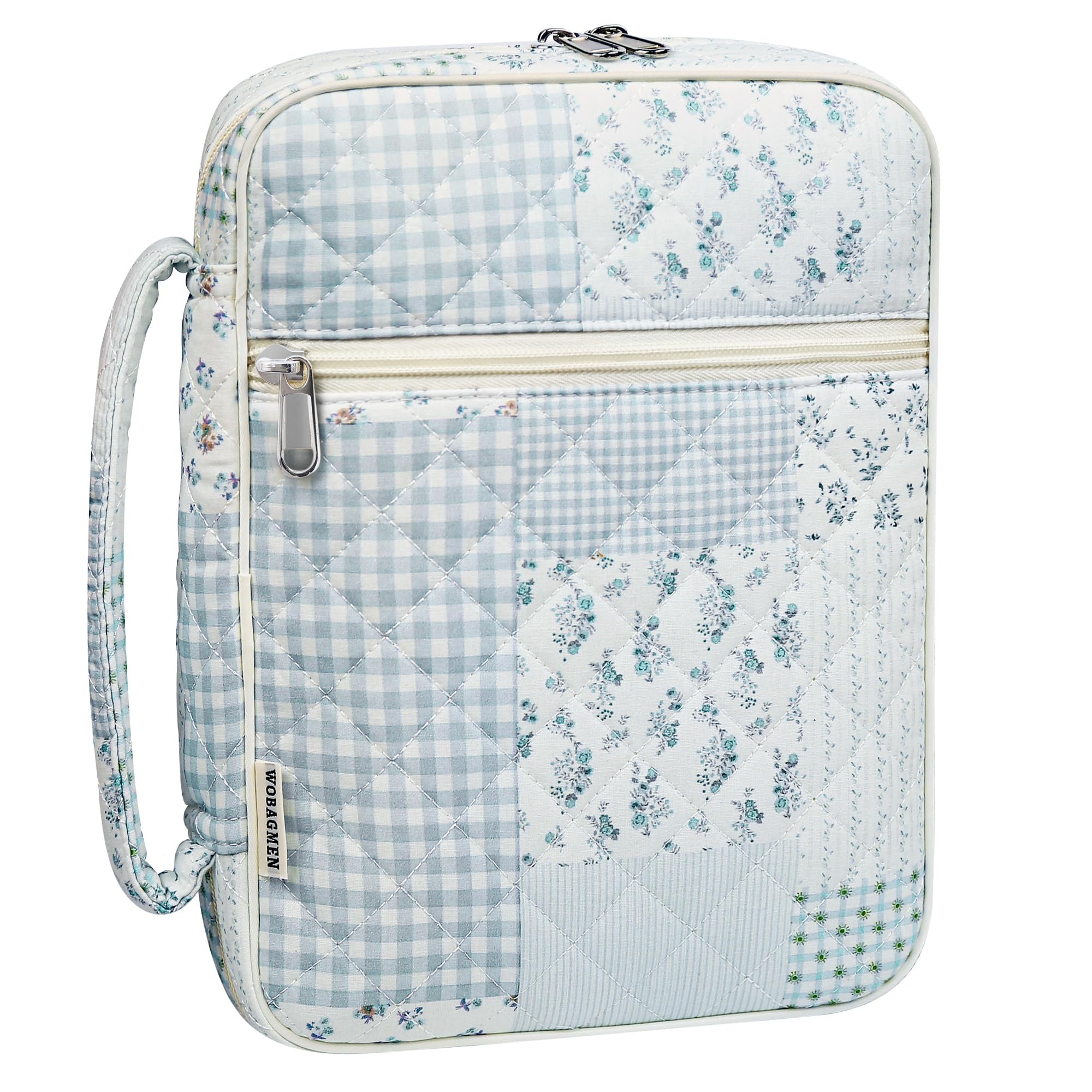 WOBAGMEN Bible Cover Case for Women,Large Bible Tote Bags Organizer Quilted Carrying Case for Girls,Bible Study Supplies Accessories Christian Gifts