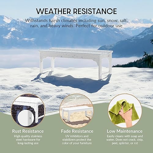 Vista 66 de WestinTrends Malibu - Banco para exteriores, resistente a todo tipo de clima, de madera de polietileno, sin espalda, para patio, jardín, asiento