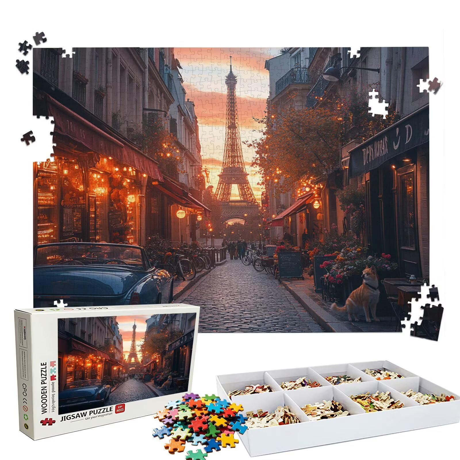 Puzzle 1500 elementów żelaznej wieży ulicznej - duże drewniane puzzle - 1500 elementów dla dorosłych - gra inteligencyjna - opakowanie pudełkowe - precyzyjne cięcie - jakość kolorowe puzzle do