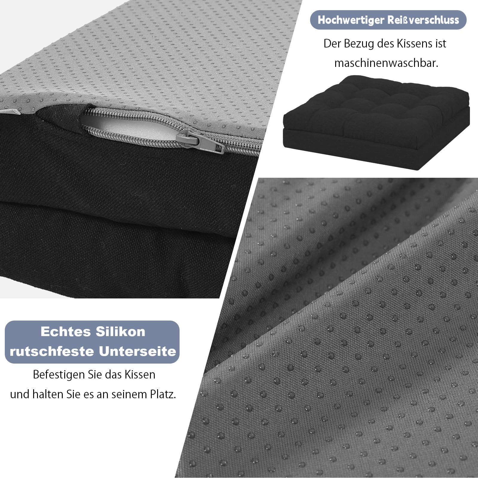 Set composto da cuscino per seduta e cuscino per lo schienale, rialzo per sedute per anziani, cuscino per sedia in schiuma memory a doppio strato e cuscino lombare ergonomico, grande e antiscivolo