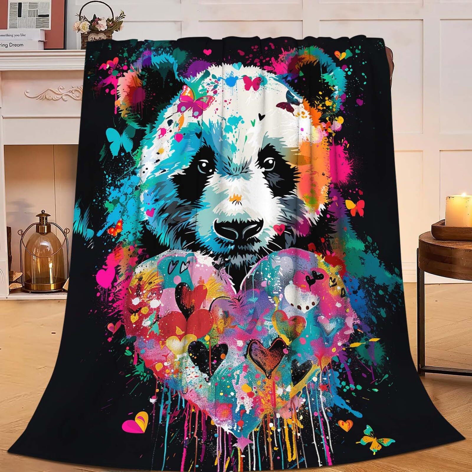 Panda Throw Blanket Panda Stuff Gifts for Kids Girls Boys Adults Women Man Soft Cozy Warm Plush Fluffy Fuzzy Fleece Blanket Decor 40''X50''