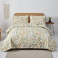 Vista 15 de Juego de edredón ligero y delgado con diseño botánico tamaño individual, transpirable, azul, morado, verde, blanco, floral, juego de colcha