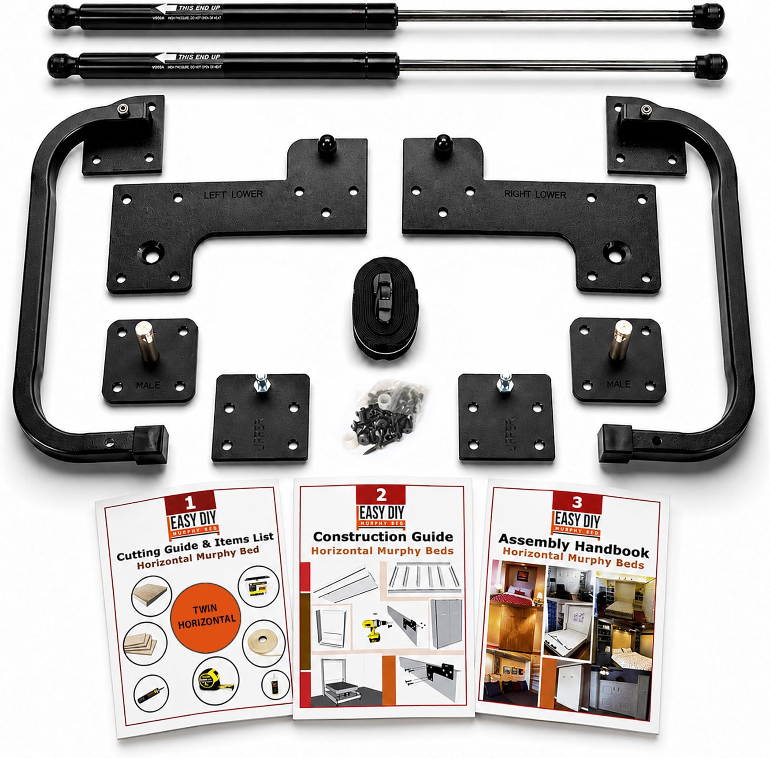 Twin Size Horizontal Murphy Bed Hardware Kit Side-Fold Wall Bed Frame DIY Twin Murphy Bed Kit with Gas Pistons +3 Step-by-Step Guides Made in North America Space-Saving Hideaway Bed