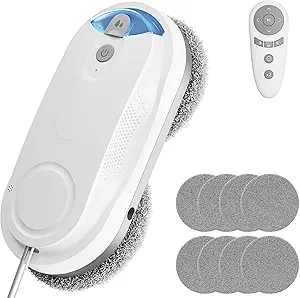 KKI Window Cleaning Robot, Auto Window Cleaner with Dual Spray, AI Path Planning, Max 3200Pa Suction, Remote Control, 5 Cloth Pairs, X3 (White)