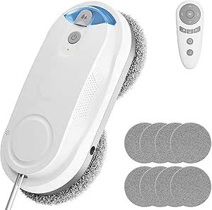 KKI X3 Window Cleaning Robot, AI Path Planning, Dual Spray, Max 3200Pa Suction, Remote Control, 5 Cloths, White