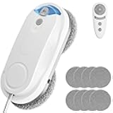 KKI Window Cleaning Robot, Auto Window Cleaner Robot, Dual Spray, Max 3200Pa, AI Path Planning & Edge Detection, Remote Control for High-Rise Windows, Glass Door,5Pairs Cloths, X3 (White)