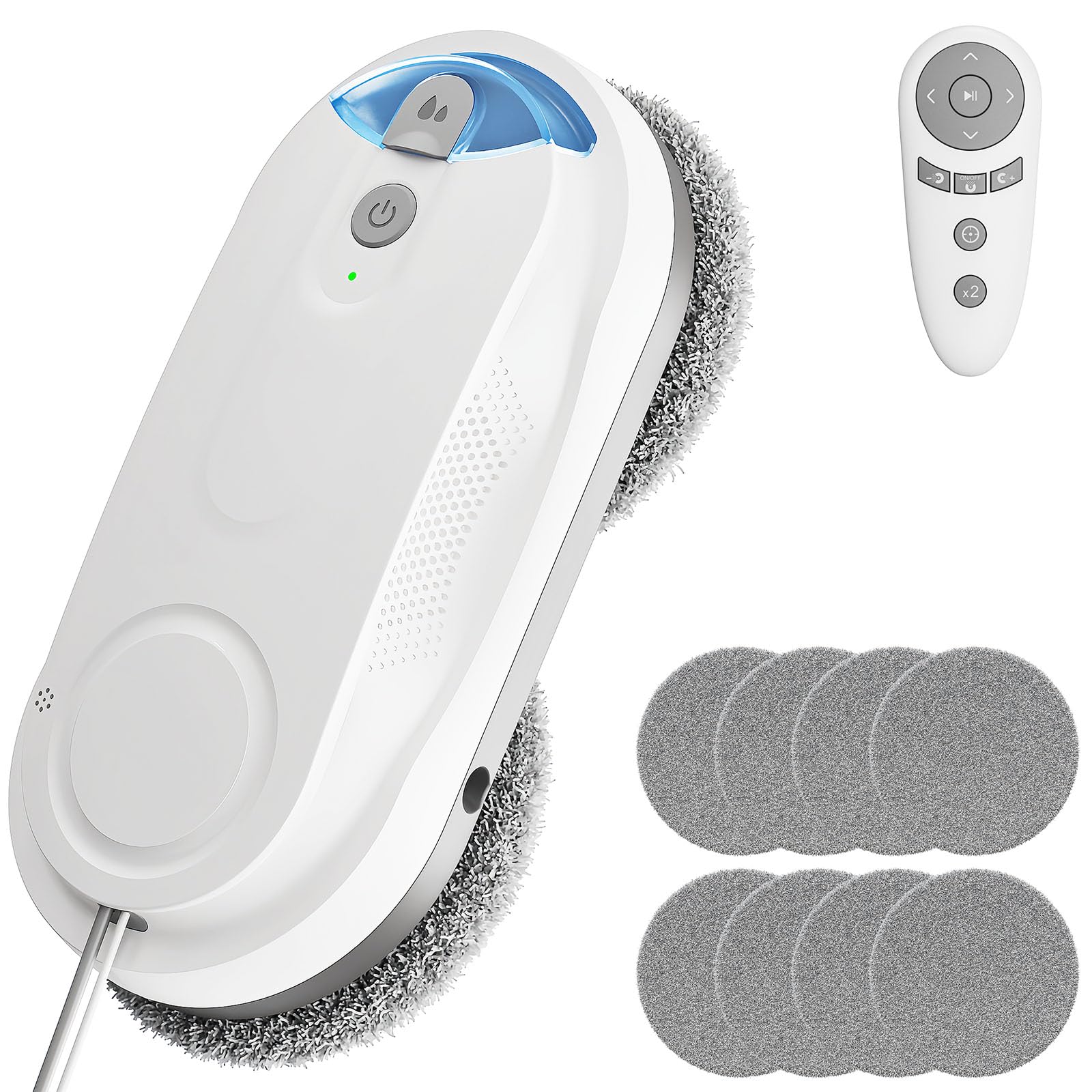 Photo 1 of KKI Window Cleaning Robot, Auto Window Cleaner Robot, Dual Spray, Max 3200Pa, AI Path Planning & Edge Detection, Remote Control for High-Rise Windows, Glass Door,5Pairs Cloths, X3 (White)