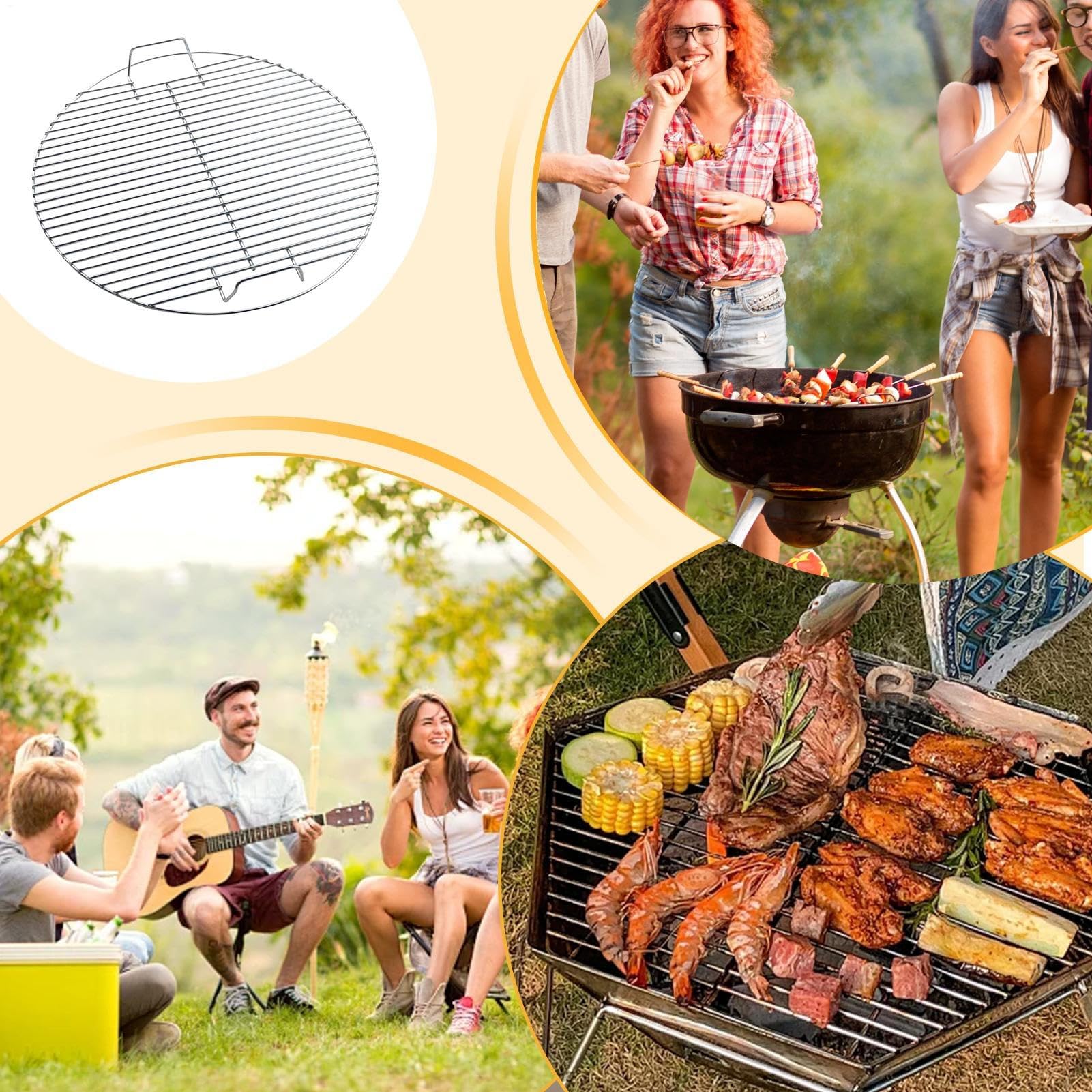 Malla de acero inoxidable para barbacoa, alambre multiusos para cocinar al aire libre, acampar y uso en el jardín, antiadherente, perfecto para asar