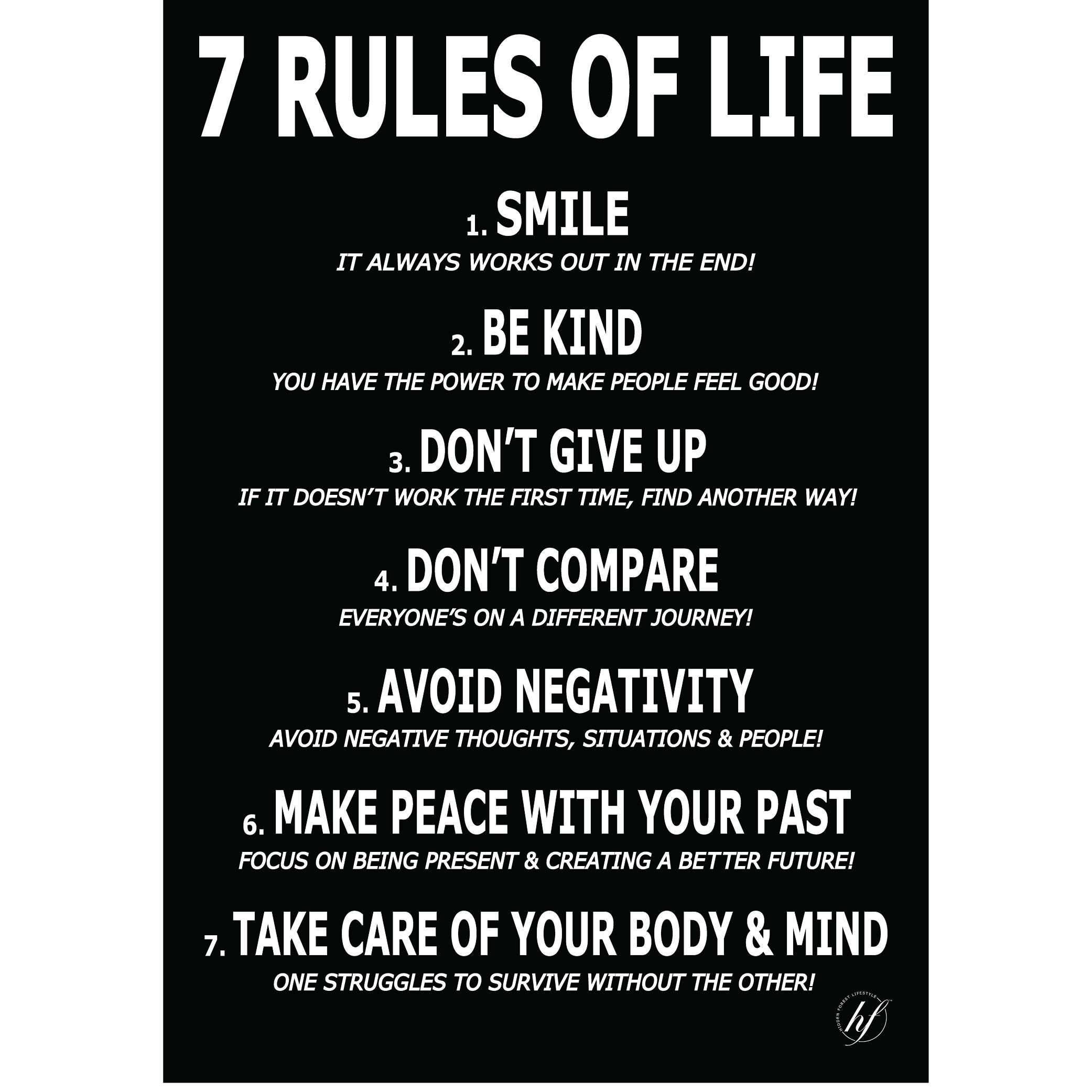 Buy 7 Rules of Life Motivational Printed on Premium Cardstock Paper