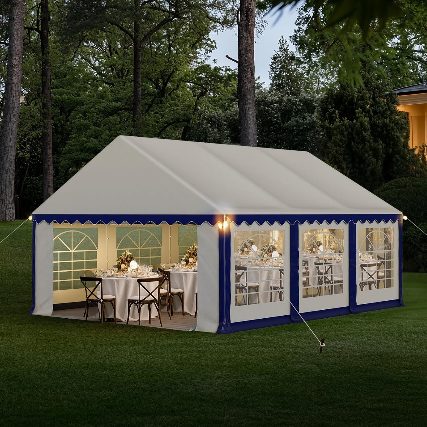 GREEN PARTY 16x20FT Party Tent Heavy Duty, Large Wedding Event Shelters with 3 Carry Bags & Removable Sidewalls, Outdoor Canopy Gazebo Commercial Tent for Carport Camping Garden Patio