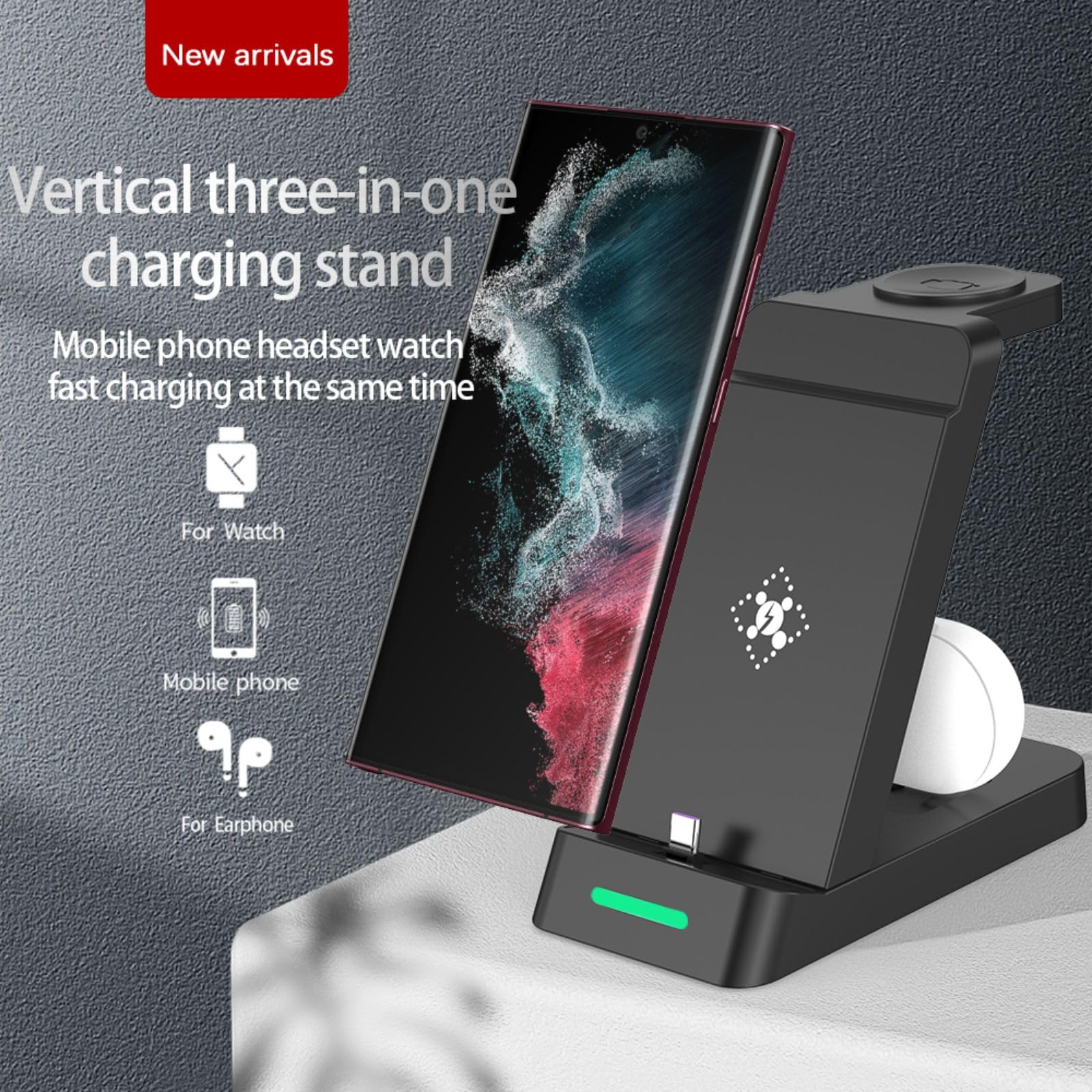 Stacja szybkiego ładowania 3 w 1 do smartfonów Samsung Galaxy, zegarków i słuchawek dousznych, bardzo szybka ładowarka USB C do Samsung Galaxy S25/S24/S23/S22/21/20/Note 20/10, Galaxy Watch Ultra 8/7