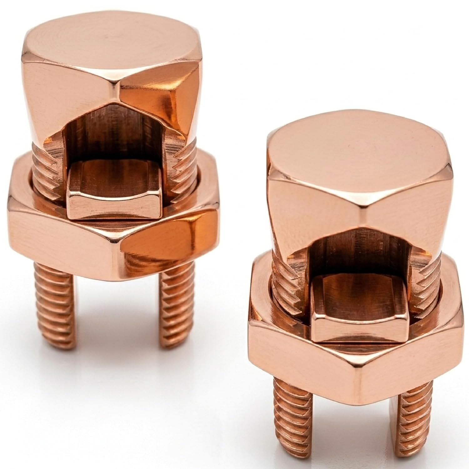OHLECTRIC Size #8 Copper Split-Bolt Connector 8 AWG (2-Pack) Heavy-Duty Electrical Wire Splicing Terminal, High-Conductivity Metal Grounding Split Bolts, Clamps for Grounding Wire