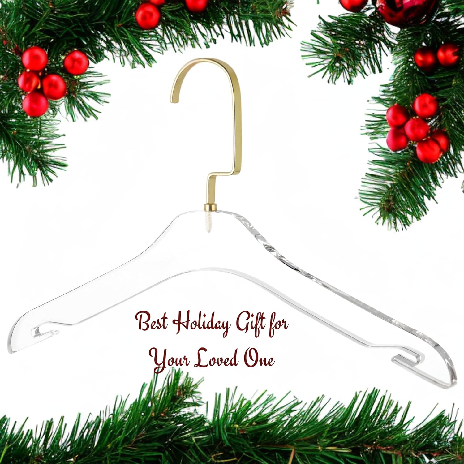 HomeCube USA Clear Acrylic Clothes Hangers with Gold Hooks – Heavy Duty Lucite Design, Elegant & Sturdy for Sweaters, Suits, Jackets, Shirts, Dresses & Boutique Use (5, Small 13")