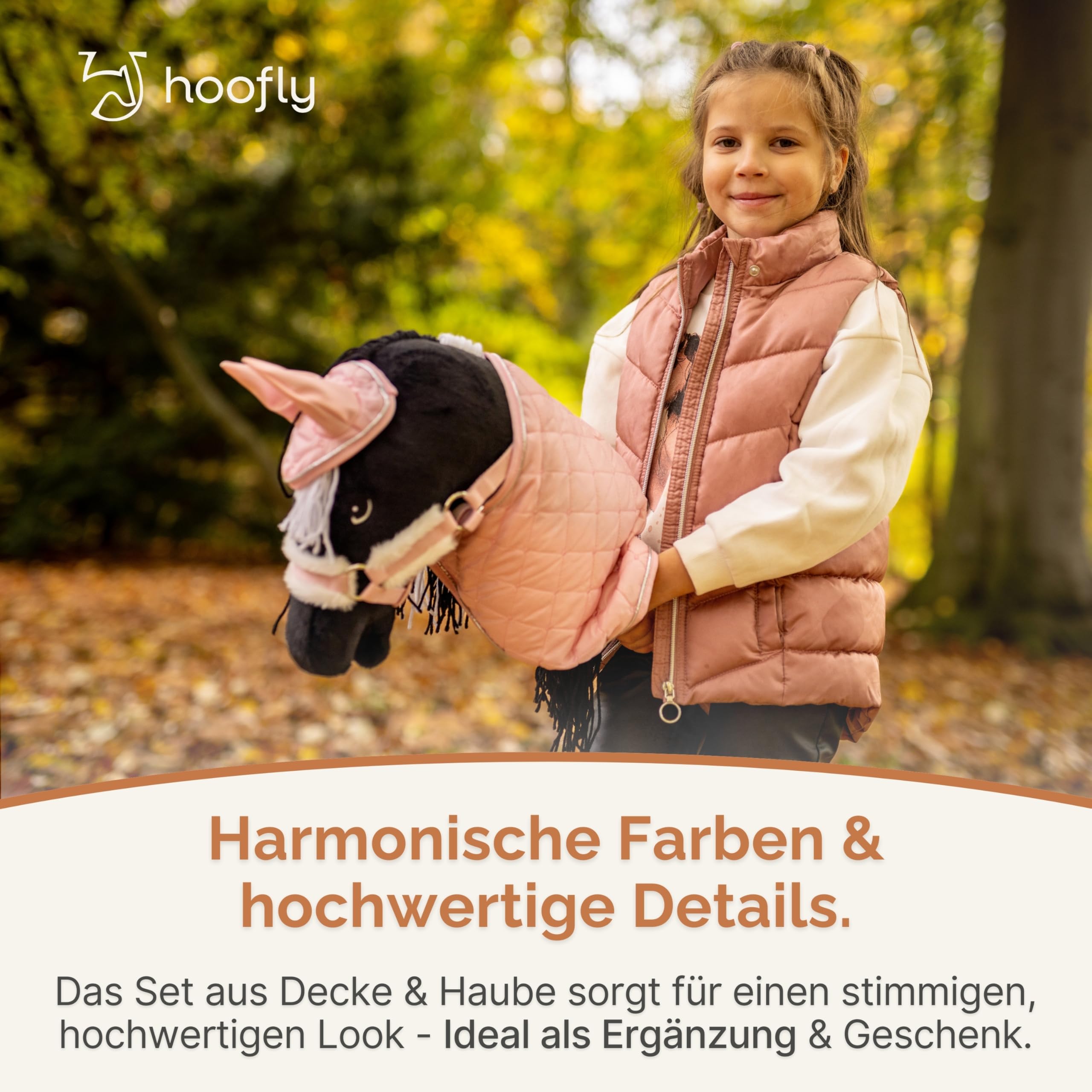 Hobby Horse Set di accessori – Coperta e cuffia per mosche in rosa per hobby Horses [certificato TÜV] – Attrezzatura di alta qualità nel set – Ideale per giochi e allenamento