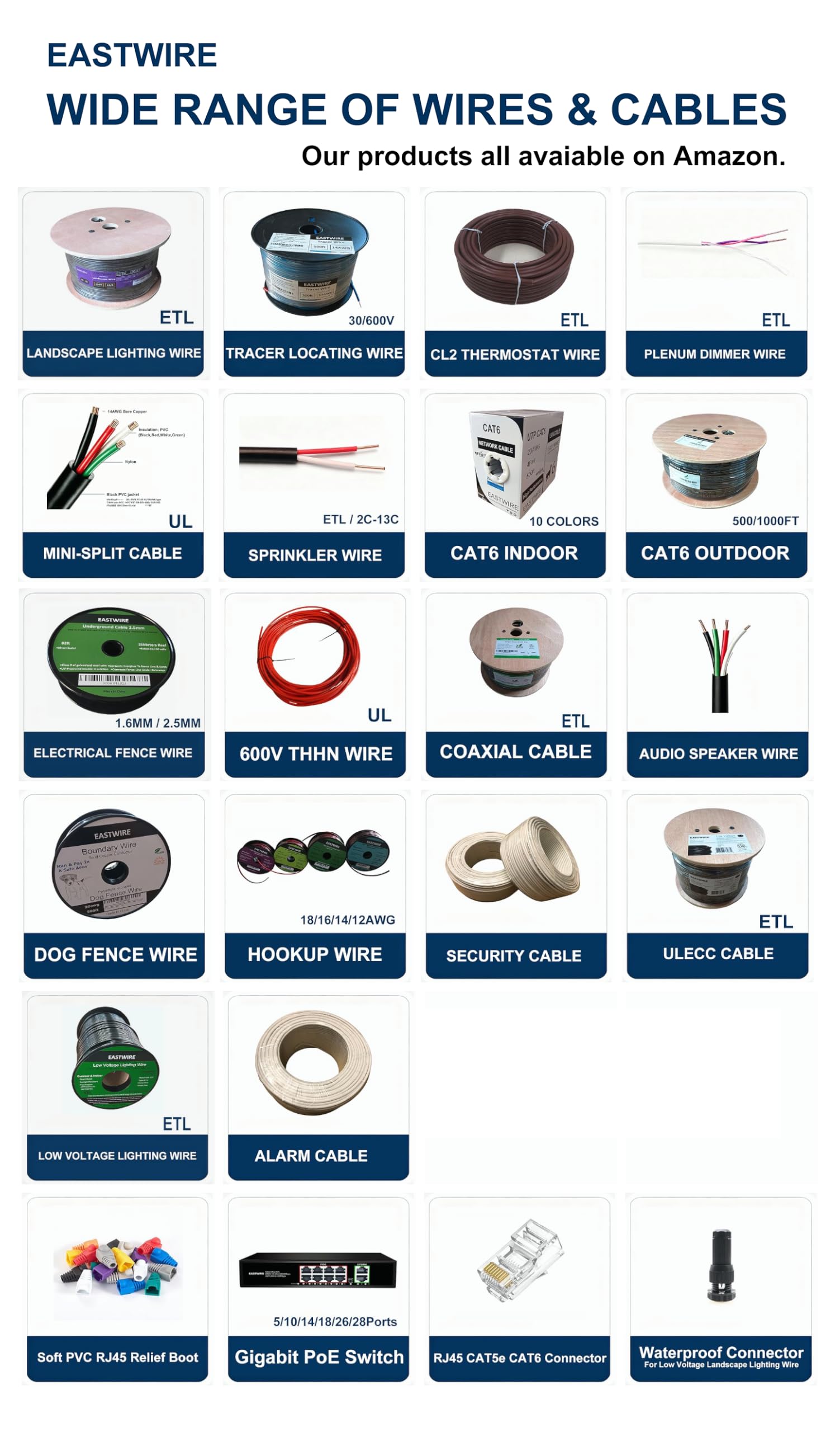 Cable de aspersor para sistema de válvulas, cable de riego con cubierta de polietileno resistente a los rayos UV para sistema de riego subterráneo, sistema de control central de campo, 30 V, ETL