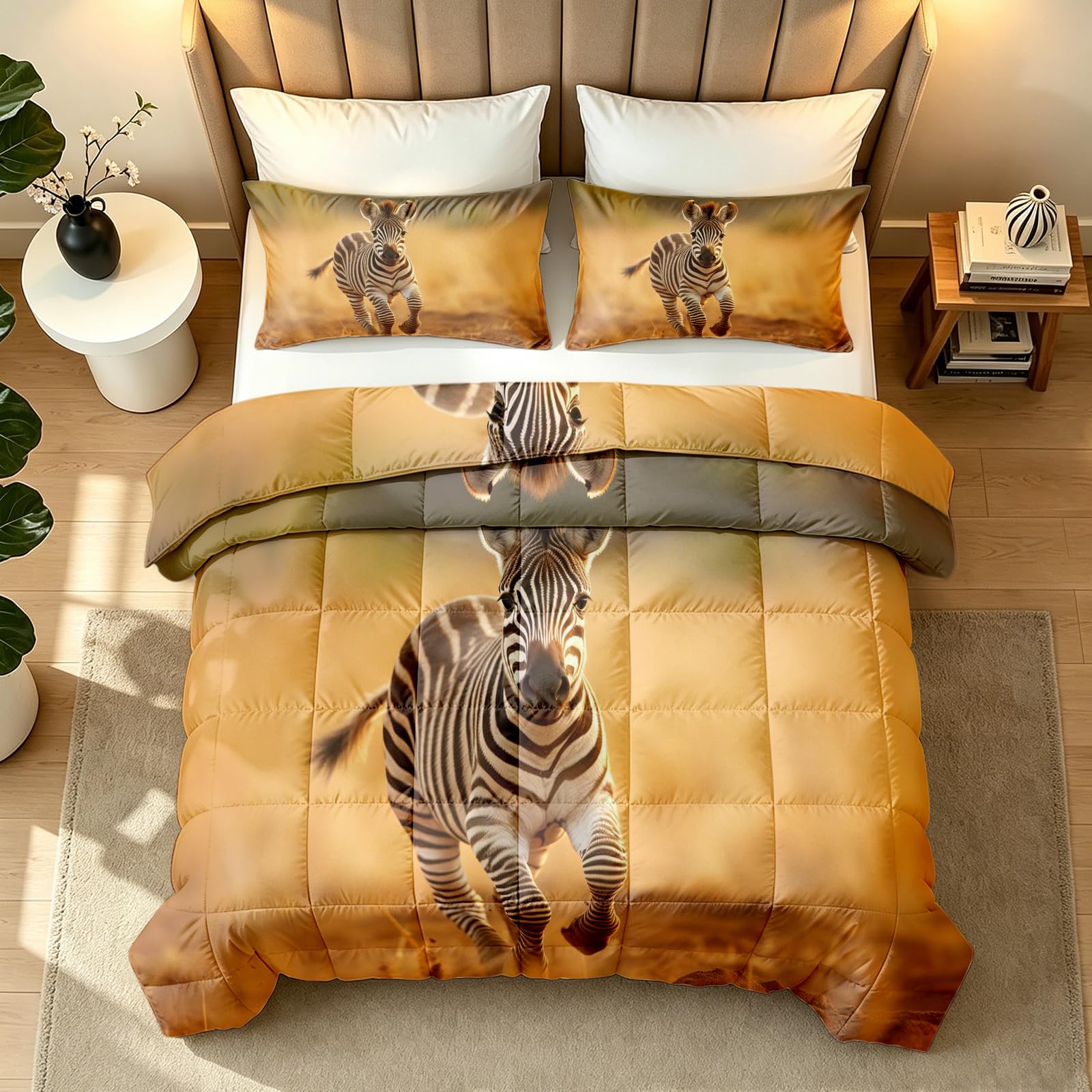 Generisch Bettdecke 135x200 Sommer Zebra Streifen Steppdecke Wende Waschbar