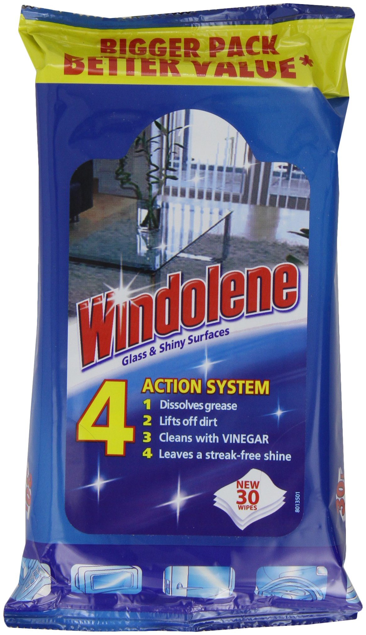 Windolene Glass & Shiny Surfaces Diamond Shine, 120 Wipes (4 packs x 30), Streak-Free Cleaning for Windows, Window cleaner & Glass cleaner