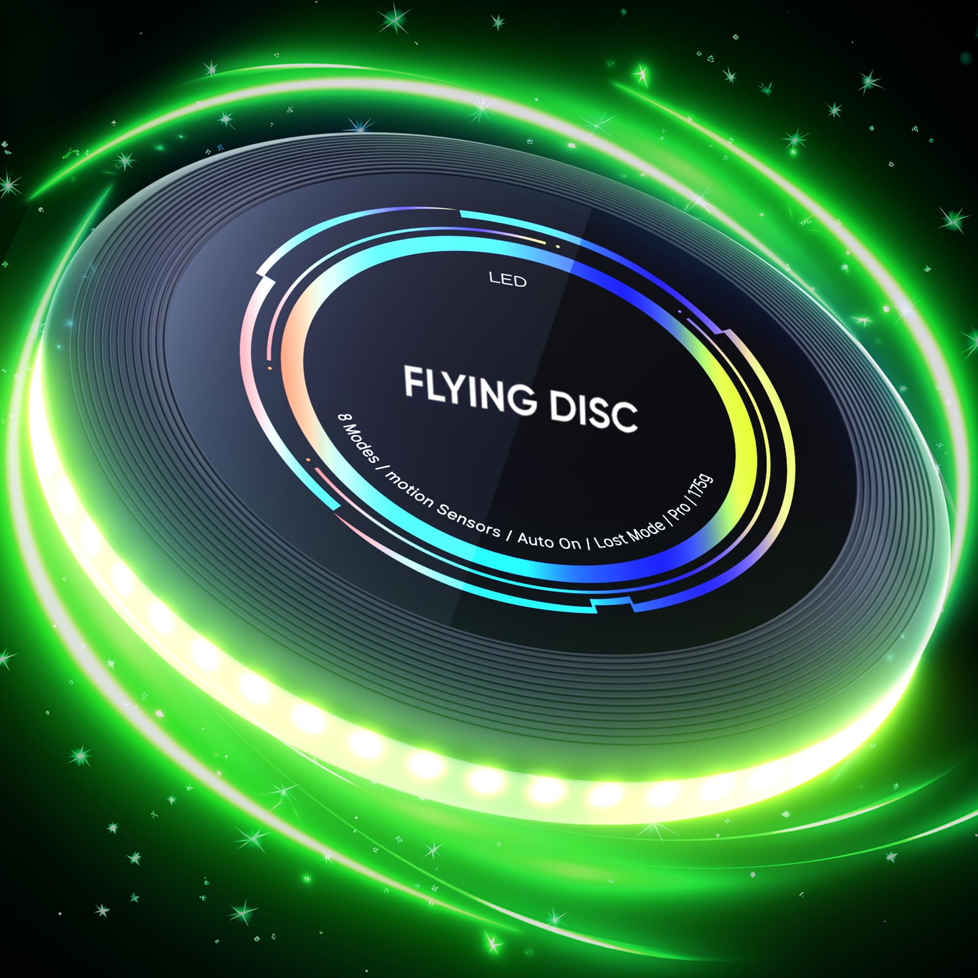 Goard 50 & 360 LEDs Ultimate Flying Disc, Extremely Bright, Rechargeable Led Flying Disc, 6 Lighting Modes, 3 Adjustable Brightness, Lost Mode, 175g Flying Disc for Backyard Games, Beach, Camping