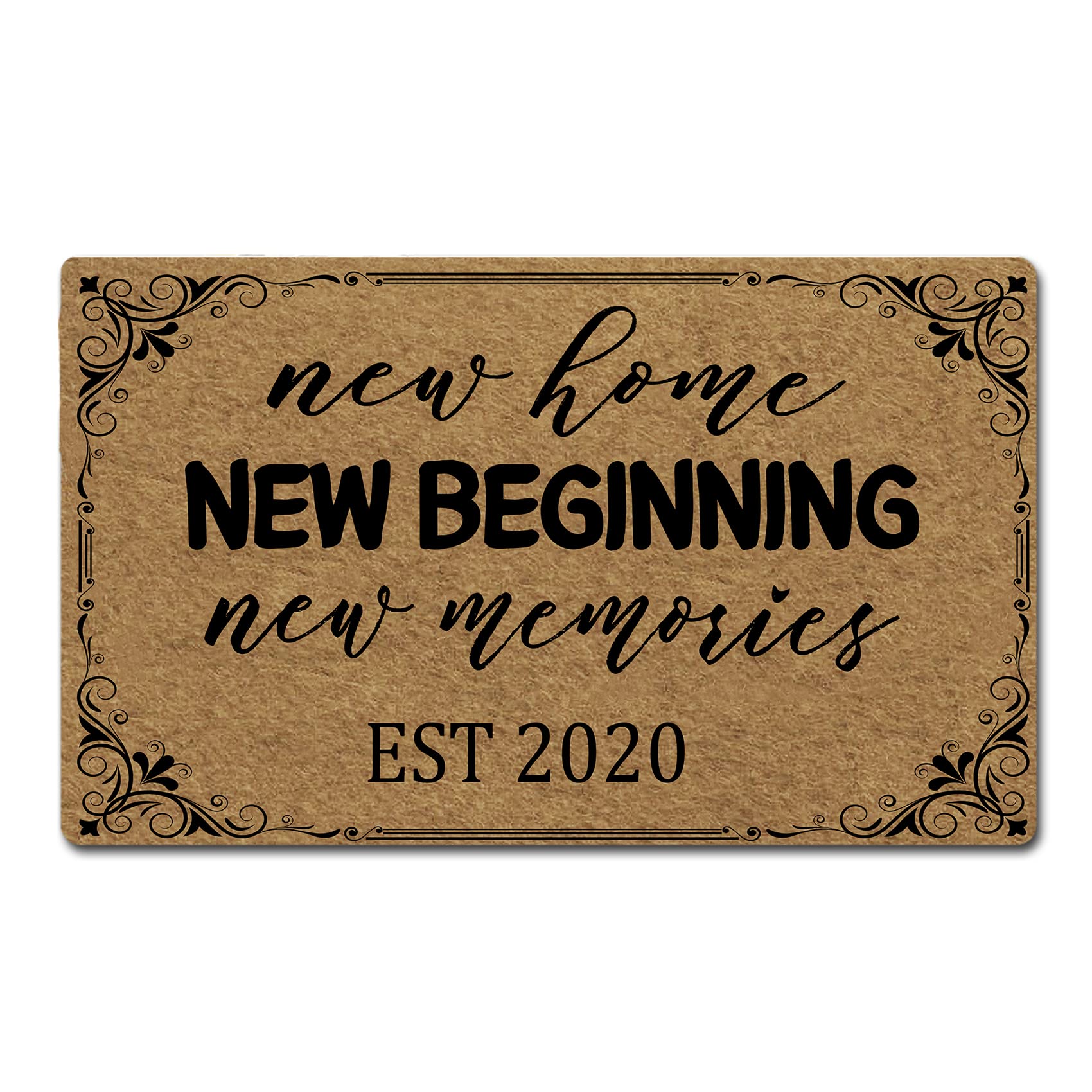 Door Mat Home New Beginning New Memories Doormat Custom Doormat Outdoor Entrance Door Mat Indoor Rugs Closing Gift Welcome Mat Front Door Mats 23.6" L x 15.7" W Non Slip Rubber Floor Mat for Entryway
