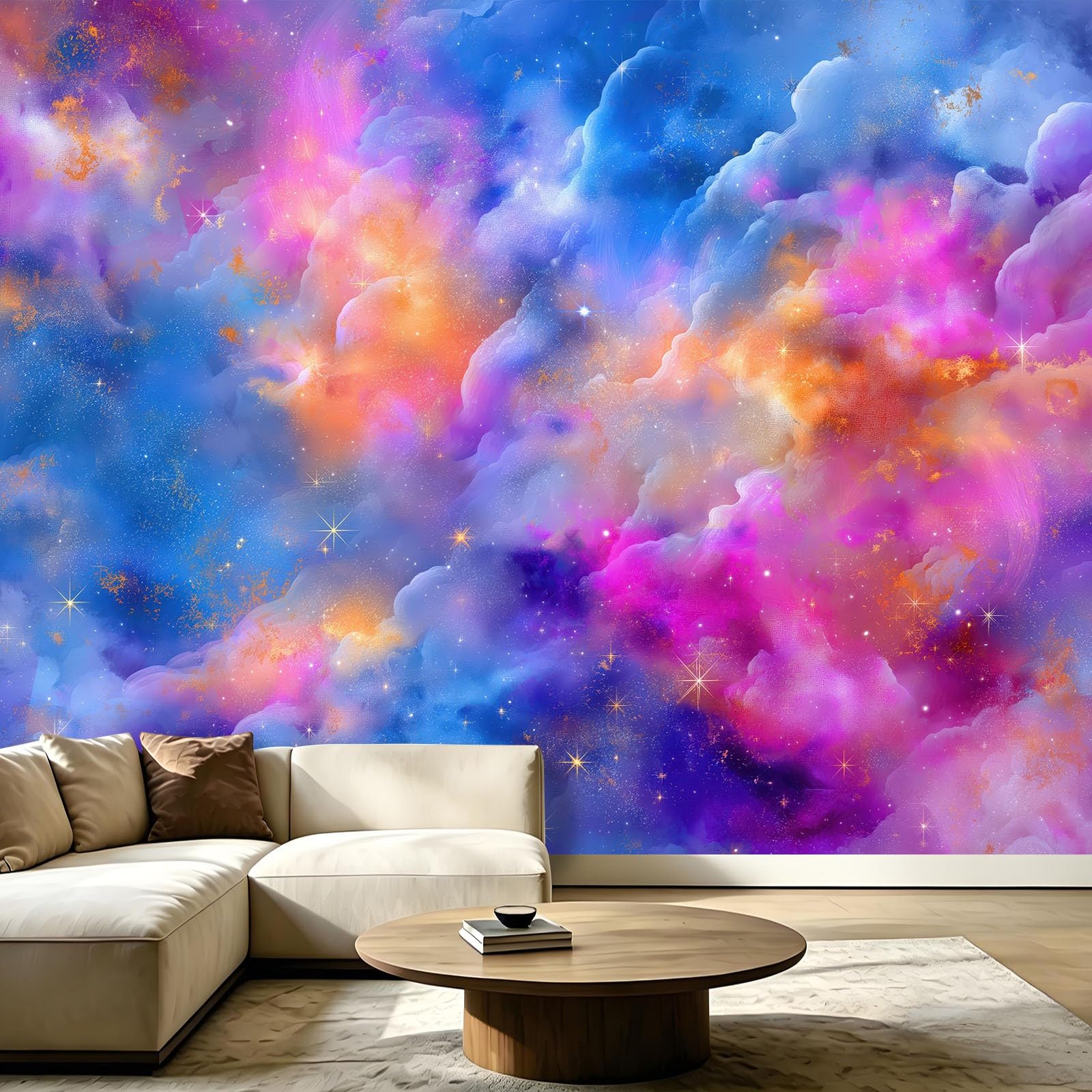 Fototapeta z flizeliny, fantazja, gwiaździste niebo, wszechświat, kosmos, 250 x 175 cm, tapeta z włókniny, chmura mgły, mgła, galaktyka, tapeta ścienna – do salonu, sypialni, korytarza, plakat