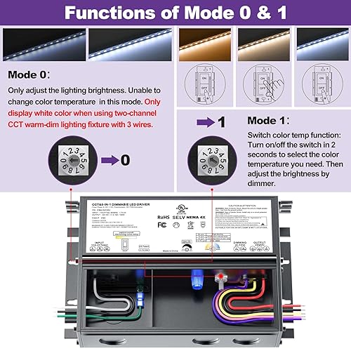 Miniatura 7 de Controlador LED regulable de 24 V 100 W, compatible con interruptores Lutron, fuente de alimentación regulable Triac ELVMLV, transformador de CA a