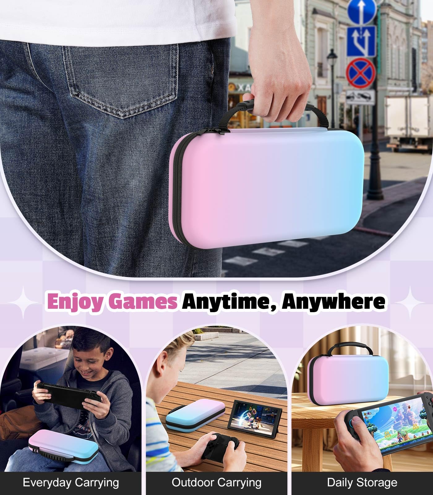 MoKo Custodia per Nintendo Switch 2 2025, Custodia da Viaggio Rigida Protettiva Portatile per Switch 2 Console Accessori, custodia sottile Cover con 10 Slot per Cartucce e Tasche