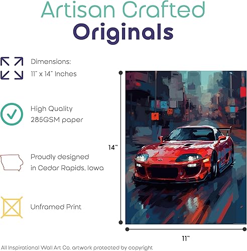 Miniatura 2 de Inspirational Wall Art Co. - Póster atemporal de Toyota Supra 1993 - Decoración de habitación de niños - 11 x 14 pulgadas sin marco