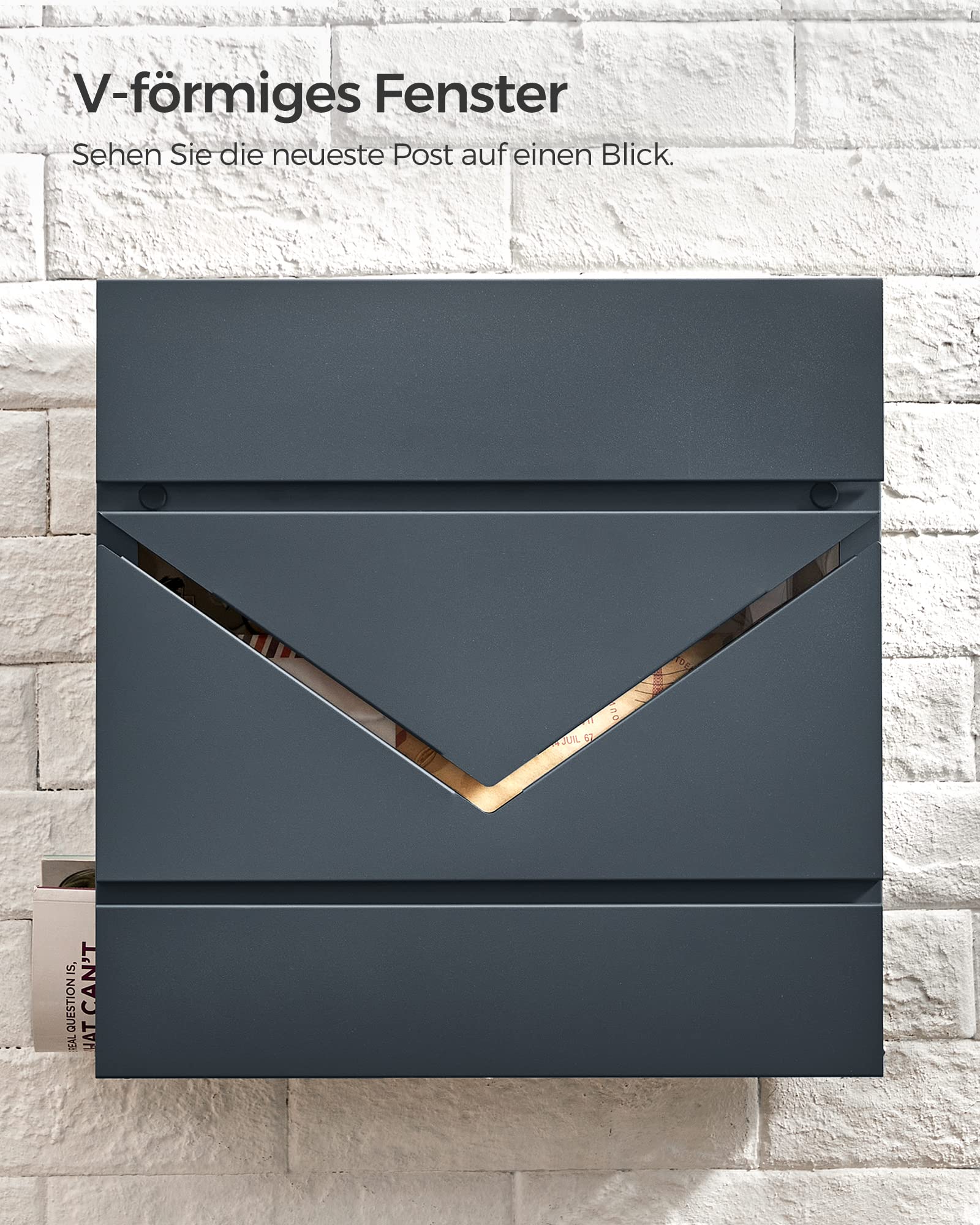 SONGMICS Skrzynka na listy, wizjer w kształcie litery V