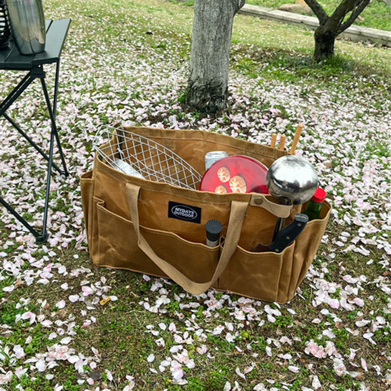 Borsa da picnic, organizer per riporre attrezzatura da campeggio, borsa da viaggio per esterni con comoda soluzione di stoccaggio, baule da