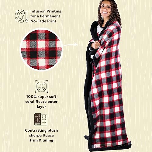 Miniatura 10 de LazyOne - Manta suave de poliéster sherpa, a cuadros y diseños de animales, talla única, cálida, acogedora (Bear Fair Isle)
